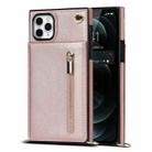 For iPhone 11 Pro Cross-body Zipper Square TPU+PU Back Cover Case with Holder & Card Slots & Wallet & Strap (Rose Gold) - 2