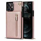 For iPhone 12 mini Cross-body Zipper Square TPU+PU Back Cover Case with Holder & Card Slots & Wallet & Strap (Rose Gold) - 2