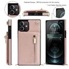 For iPhone 12 mini Cross-body Zipper Square TPU+PU Back Cover Case with Holder & Card Slots & Wallet & Strap (Rose Gold) - 3