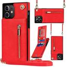 For iPhone 12 / 12 Pro Cross-body Zipper Square TPU+PU Back Cover Case with Holder & Card Slots & Wallet & Strap(Red) - 1