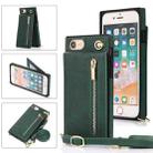 For iPhone SE 2022 / SE 2020 / 8 / 7 Cross-body Zipper Square TPU+PU Back Cover Case with Holder & Card Slots & Wallet & Strap(Green) - 1