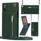 For iPhone XS Max Cross-body Zipper Square TPU+PU Back Cover Case with Holder & Card Slots & Wallet & Strap(Green) - 1