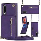 For Huawei P30 Cross-body Zipper Square TPU+PU Back Cover Case with Holder & Card Slots & Wallet & Strap(Purple) - 1