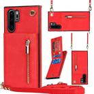 For Huawei P30 Pro Cross-body Zipper Square TPU+PU Back Cover Case with Holder & Card Slots & Wallet & Strap(Red) - 1