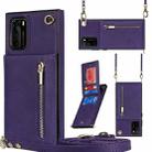 For Huawei P40 Cross-body Zipper Square TPU+PU Back Cover Case with Holder & Card Slots & Wallet & Strap(Purple) - 1