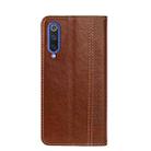 For Xiaomi Mi 9 SE Grid Texture Magnetic PU + TPU Horizontal Flip Leather Case with Holder & Card Slot(Brown) - 3