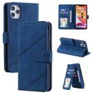 For iPhone 11 Pro Skin Feel Business Horizontal Flip PU Leather Case with Holder & Multi-Card Slots & Wallet & Lanyard & Photo Frame (Blue) - 1