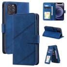 For iPhone 12 mini Skin Feel Business Horizontal Flip PU Leather Case with Holder & Multi-Card Slots & Wallet & Lanyard & Photo Frame (Blue) - 1