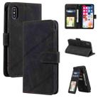 For iPhone X / XS Skin Feel Business Horizontal Flip PU Leather Case with Holder & Multi-Card Slots & Wallet & Lanyard & Photo Frame(Black) - 1