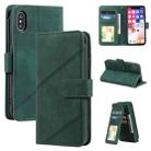For iPhone X / XS Skin Feel Business Horizontal Flip PU Leather Case with Holder & Multi-Card Slots & Wallet & Lanyard & Photo Frame(Green) - 1