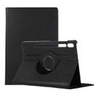 For Samsung Galaxy Tab S7 FE T730 Litchi Texture Horizontal Flip 360 Degrees Rotation Leather Case with Holder(Black) - 1