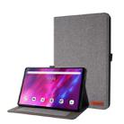 For Lenovo Tab K10 Fabric Texture Horizontal Flip TPU Leather Case with Holder(Gray) - 1