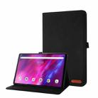 For Lenovo Tab K10 Fabric Texture Horizontal Flip TPU Leather Case with Holder(Black) - 1