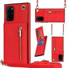 For Samsung Galaxy S20+ Cross-body Zipper Square TPU+PU Back Cover Case with Holder & Card Slots & Wallet & Strap(Red) - 1