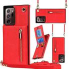 For Samsung Galaxy Note20 Ultra Cross-body Zipper Square TPU+PU Back Cover Case with Holder & Card Slots & Wallet & Strap(Red) - 1