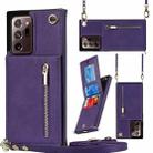 For Samsung Galaxy Note20 Ultra Cross-body Zipper Square TPU+PU Back Cover Case with Holder & Card Slots & Wallet & Strap(Purple) - 1