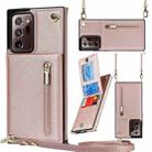 For Samsung Galaxy Note20 Ultra Cross-body Zipper Square TPU+PU Back Cover Case with Holder & Card Slots & Wallet & Strap(Rose Gold) - 1