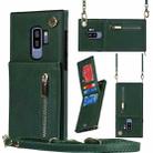 For Samsung Galaxy S9 Plus Cross-body Zipper Square TPU+PU Back Cover Case with Holder & Card Slots & Wallet & Strap(Green) - 1