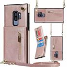 For Samsung Galaxy S9 Plus Cross-body Zipper Square TPU+PU Back Cover Case with Holder & Card Slots & Wallet & Strap(Rose Gold) - 1