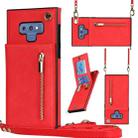 For Samsung Galaxy Note9 Cross-body Zipper Square TPU+PU Back Cover Case with Holder & Card Slots & Wallet & Strap(Red) - 1