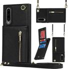 For Samsung Galaxy A90 5G Cross-body Zipper Square TPU+PU Back Cover Case with Holder & Card Slots & Wallet & Strap(Black) - 1