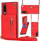 For Samsung Galaxy A90 5G Cross-body Zipper Square TPU+PU Back Cover Case with Holder & Card Slots & Wallet & Strap(Red) - 1