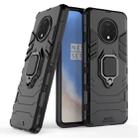 For OnePlus 7T Shockproof PC + TPU Case with Magnetic Ring Holder(Black) - 1