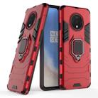 For OnePlus 7T Shockproof PC + TPU Case with Magnetic Ring Holder(Red) - 1