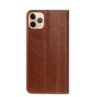 For iPhone 11 Pro Max Grid Texture Magnetic PU + TPU Horizontal Flip Leather Case with Holder & Card Slot (Brown) - 3