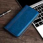 For iPhone X / XS Grid Texture Magnetic PU + TPU Horizontal Flip Leather Case with Holder & Card Slot(Blue) - 1