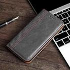 For iPhone X / XS Grid Texture Magnetic PU + TPU Horizontal Flip Leather Case with Holder & Card Slot(Grey) - 1