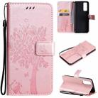 For vivo Y72 5G / iQOO Z3 Tree & Cat Embossing Pattern Horizontal Flip PU Leather Case with Holder & Card Slots & Wallet & Lanyard(Rose Gold) - 1