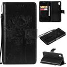 For vivo Y1s / Y90 / Y91C Tree & Cat Embossing Pattern Horizontal Flip PU Leather Case with Holder & Card Slots & Wallet & Lanyard(Black) - 1