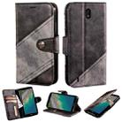 For Nokia C01 Plus Contrast Color Splicing Retro Texture Horizontal Flip PU Leather Case with Card Slots & Holder & Wallet(Black) - 1