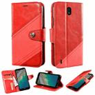 For Nokia C01 Plus Contrast Color Splicing Retro Texture Horizontal Flip PU Leather Case with Card Slots & Holder & Wallet(Red) - 1