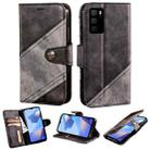 For OPPO A16 Contrast Color Splicing Retro Texture Horizontal Flip PU Leather Case with Card Slots & Holder & Wallet(Black) - 1