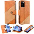 For OPPO A16 Contrast Color Splicing Retro Texture Horizontal Flip PU Leather Case with Card Slots & Holder & Wallet(Brown) - 1