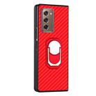For Samsung Galaxy Z Fold2 5G Carbon Fiber Texture Protective Case with Ring Holder(Red) - 2