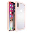 For iPhone X / XS Candy-Colored TPU Transparent Shockproof Case(Pink) - 1