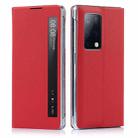 For Huawei Mate X2 Small Lychee Texture Smart View Window Horizontal Flip Leather Case with Holder & Sleep / Wake-up Function(Red) - 1