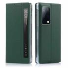 For Huawei Mate X2 Small Lychee Texture Smart View Window Horizontal Flip Leather Case with Holder & Sleep / Wake-up Function(Dark Green) - 1