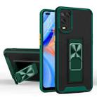 For OPPO A54 Dual-color Skin Feel TPU + PC Magnetic Shockproof Case with Invisible Holder(Dark Green) - 1