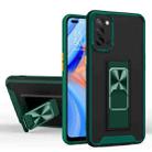 For OPPO A52 Dual-color Skin Feel TPU + PC Magnetic Shockproof Case with Invisible Holder(Dark Green) - 1