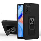 For OPPO A52 Dual-color Skin Feel TPU + PC Magnetic Shockproof Case with Invisible Holder(Black) - 1