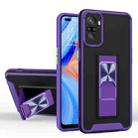 For Xiaomi Redmi Note 10 Dual-color Skin Feel TPU + PC Magnetic Shockproof Case with Invisible Holder(Purple) - 1