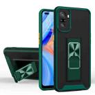 For Xiaomi Redmi Note 10 Dual-color Skin Feel TPU + PC Magnetic Shockproof Case with Invisible Holder(Dark Green) - 1