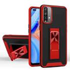 For Xiaomi Redmi Note 9 4G Dual-color Skin Feel TPU + PC Magnetic Shockproof Case with Invisible Holder(Red) - 1