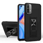 For Xiaomi Redmi Note 9 4G Dual-color Skin Feel TPU + PC Magnetic Shockproof Case with Invisible Holder(Black) - 1