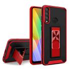 For Huawei Y6p Dual-color Skin Feel TPU + PC Magnetic Shockproof Case with Invisible Holder(Red) - 1