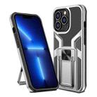 For iPhone 13 Pro Armor 2 in 1 PC + TPU Magnetic Shockproof Case with Foldable Holder (Silver) - 1